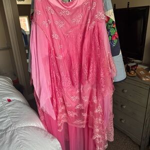 Free People Vibrant Pink Satin Dress